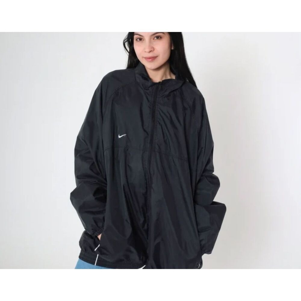 Nike Windbreaker Jacket XLT Forest Green Polyester Mesh Lined Full‎ Zip Swoosh